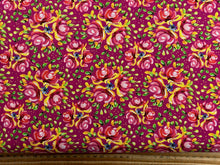 debbie shore bohemian waters narrow boat narrowboat art folk barge bouquet crimson pink folk organic cotton fabric shack malmesbury