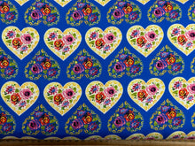 debbie shore bohemian waters narrow boat narrowboat art folk hearts blue folk organic cotton fabric shack malmesbury
