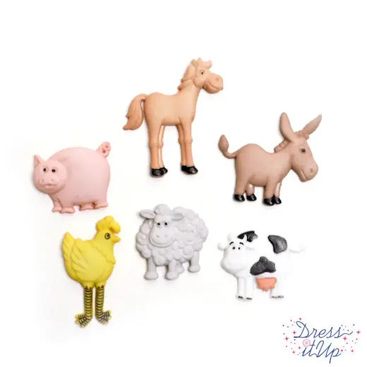 Dress It Up Novelty Buttons Pack Funny Farm 4667