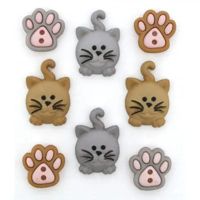 Dress It Up Novelty Buttons Pack Happy Kitties 9349