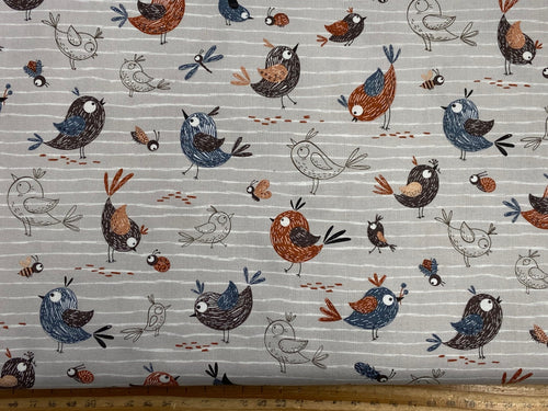 elena amo chirp moda birds dove grey cotton quilt fq  fabric shack malmesbury