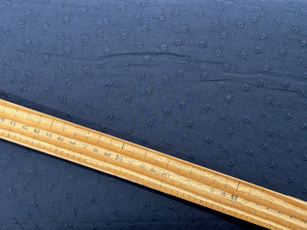 embroidered cotton voile navy blue scalloped edge fabric shack malmesbury