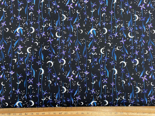 episodic drawing blank quilting jardin de lune glow in the dark tiny moon dark blue cotton fabric shack malmesbury