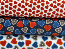 Lewis & Irene Tomten's Folklore Christmas Valetines Ditsy Red Hearts on White Cotton Fabric by 1/4 Metre*