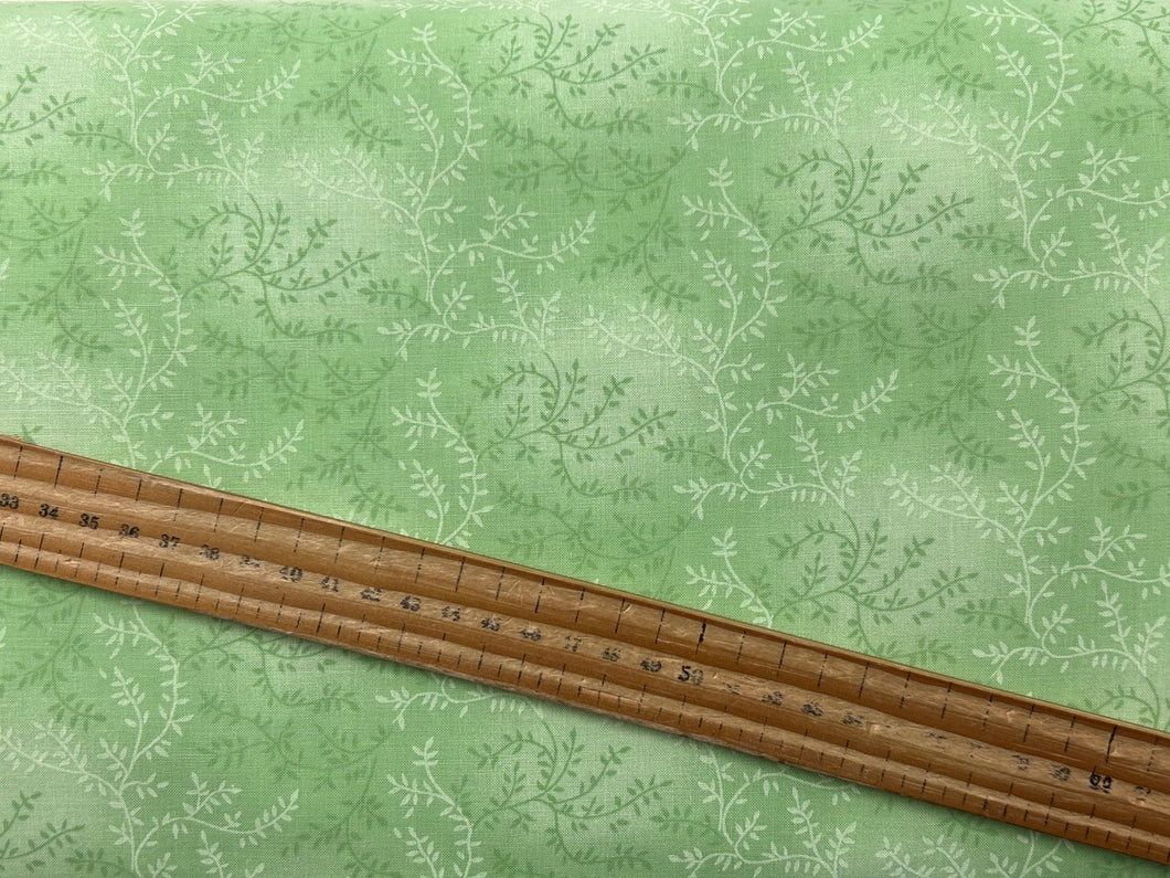 extra wide quilt backing tonal vineyard trees fern flower floral light green 607 cotton fabric shack malmesbury