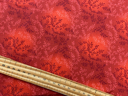 extra wide quilt backing tonal vineyard trees fern flower floral rust orange red 105 cotton fabric shack malmesbury