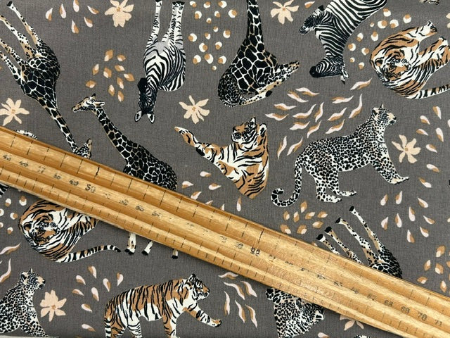fabric editions on the safari animals grey cotton fabric shack malmesbury