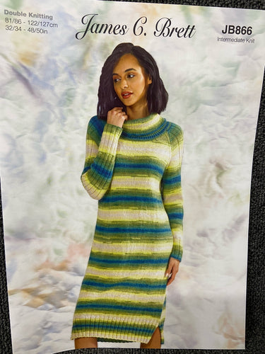 James C Brett Knitting Pattern Ladies Adult DK Knitted Long Jumper Dress Pattern JB866