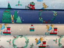 fabric shack sewing quilting sew fat quarter cotton patchwork quilt beatrix potter peter rabbit christmas mrs rabbit dark blue hugs