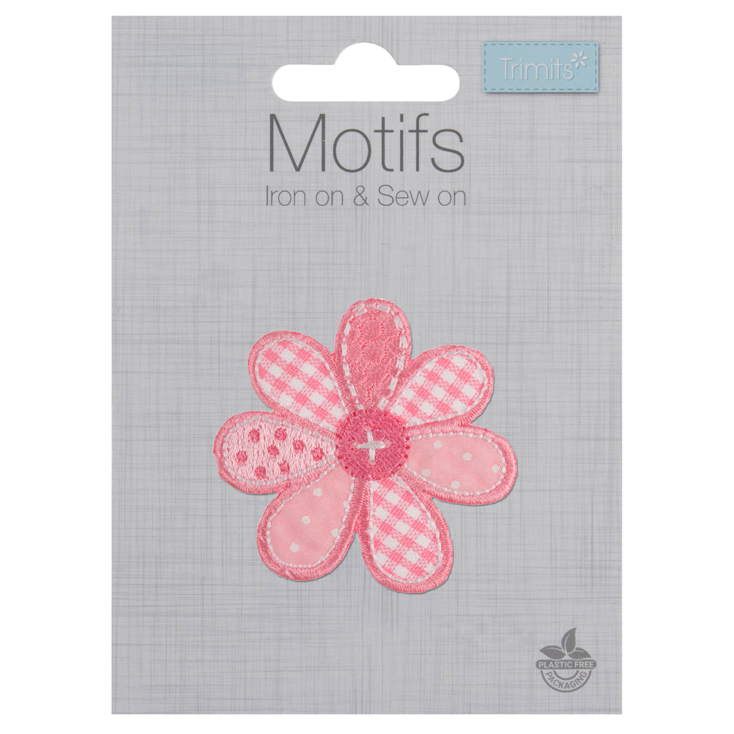 flower pink motif patch repairs decoration fabric shack malmesbury CFM2_054-PK