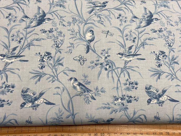 french general antoinette floral flowers mary versailles moda panel cotton fabric shack malmesbury swallows blue