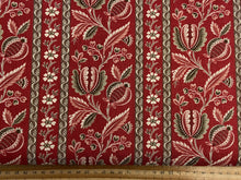french general moda chateau de chantilly floral flowers Border Stripes Rouge Red 40 14 cotton fabric shack malmesbury