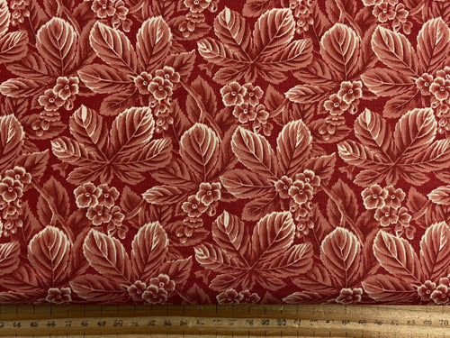 French General for Moda Chateau de Chantilly Horse Chestnut Leaves 4114 Rouge Red Cotton Fabric by 1/4 Metre*