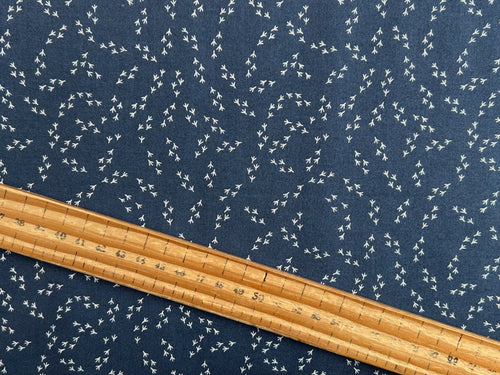 gingiber moda the henhouse cotton fabric chicken hen chicks footprints navy blue shack malmesbury