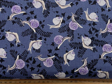 grace popp studio e hallowed forest cauldron witch wood snail dark blue cotton fabric shack malmesbury