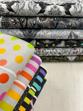 graywork tula pink stack photo spots stripes multi wolf seal puffin disco poms grey shadow fabric shack malmesbury 