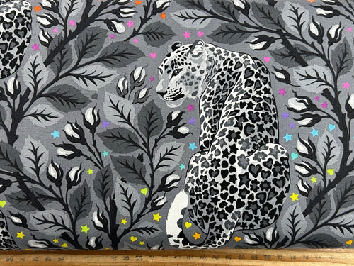 graywork tula pink shadow grey birth mark spots stripes multi wolf seal puffin disco poms grey shadow fabric shack malmesbury 