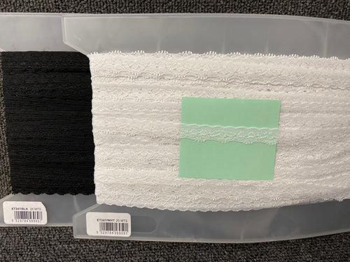 groves essential trimmings lace stretch 11mm black white fabric shack malmesbury