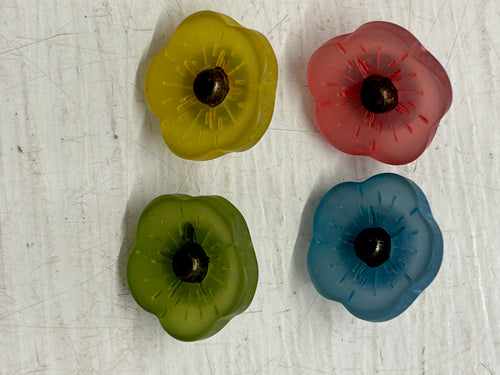groves seasonal button frosted primrose brass shank 14mm yellow green blue pink fabric shack malmesbury