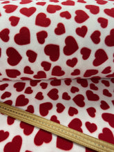 heart fleece anti pil valentines day red on white hearts fabric shack malmesbury