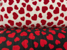 Love Hearts Anti Pil Fleece Red on Black by the 1/2 Metre*