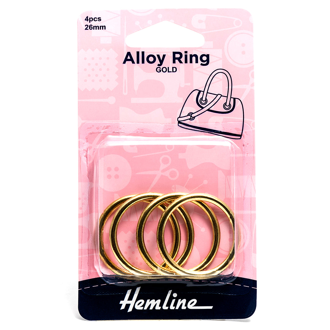 hemline alloy ring hoop 26mm gold fabric shack malmesbury bag making macrame H4508_26_gd