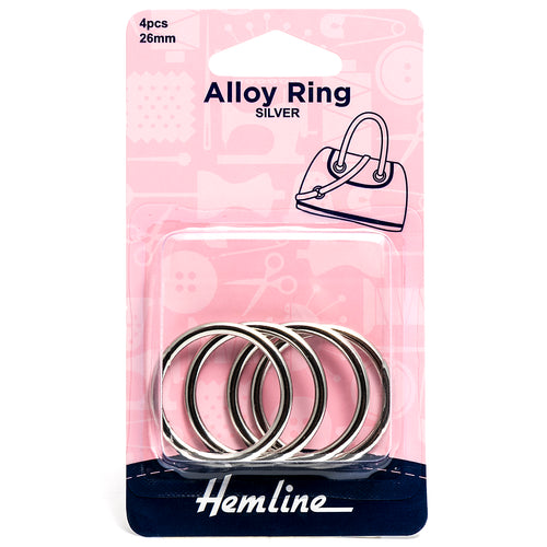 hemline alloy ring hoop 26mm nickel silver fabric shack malmesbury bag making macrame H4508_26_NK