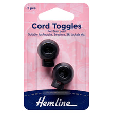 hemline cord toggles round 6mm black fabric shack malmesbury H459_BLK