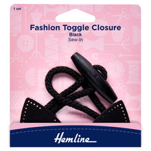 hemline fashion toggle closure coat black sew in fabric shack malmesbury H4602_BK