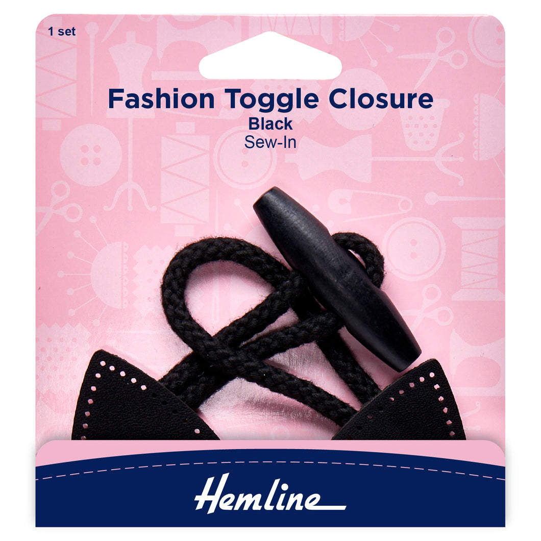 hemline fashion toggle closure coat black sew in fabric shack malmesbury H4602_BK