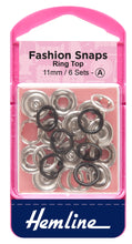 hemline snap fasteners fashion ring top 11mm black fabric shack malmesbury H445_BLK