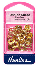 hemline snap fasteners fashion ring top 11mm gold fabric shack malmesbury H445_GLD