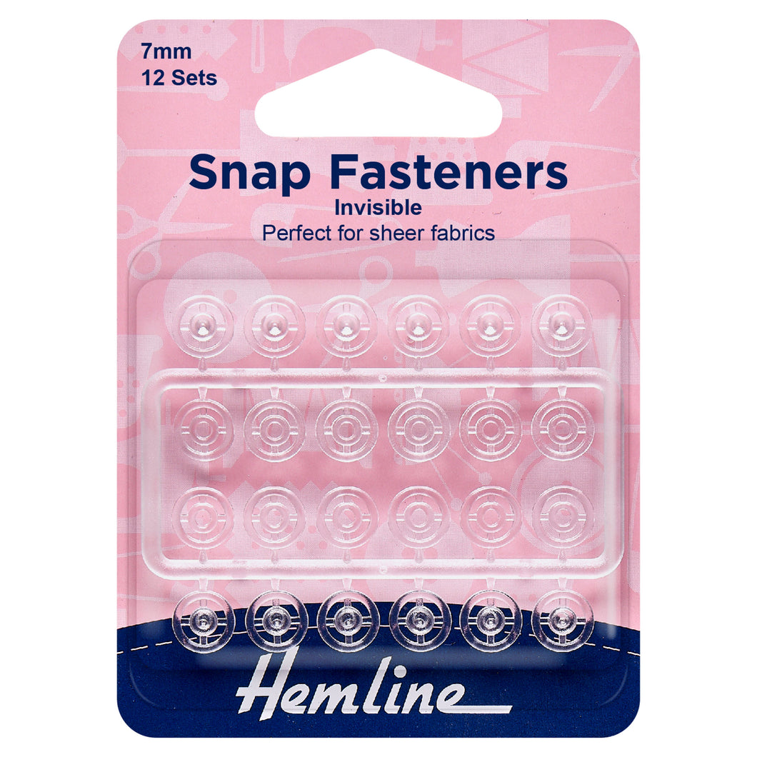 hemline snap fasteners invisible clear small 7mm fabric shack malmesbury H422