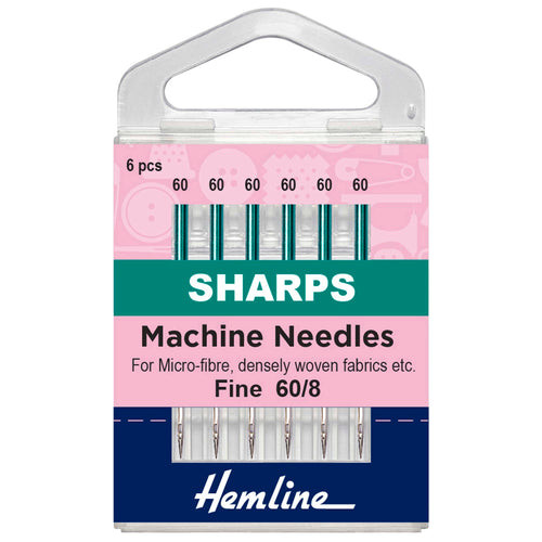 hemline sewing machine needles sharp micro extra fine 60 8 fabric shack malmesbury H105_60