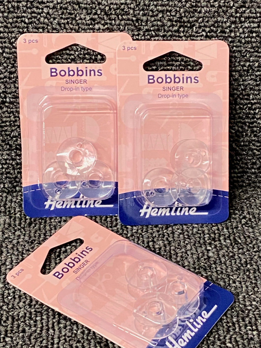 Hemline Plastic Bobbins Singer Drop In 3 Pack Drop In/Top Loading