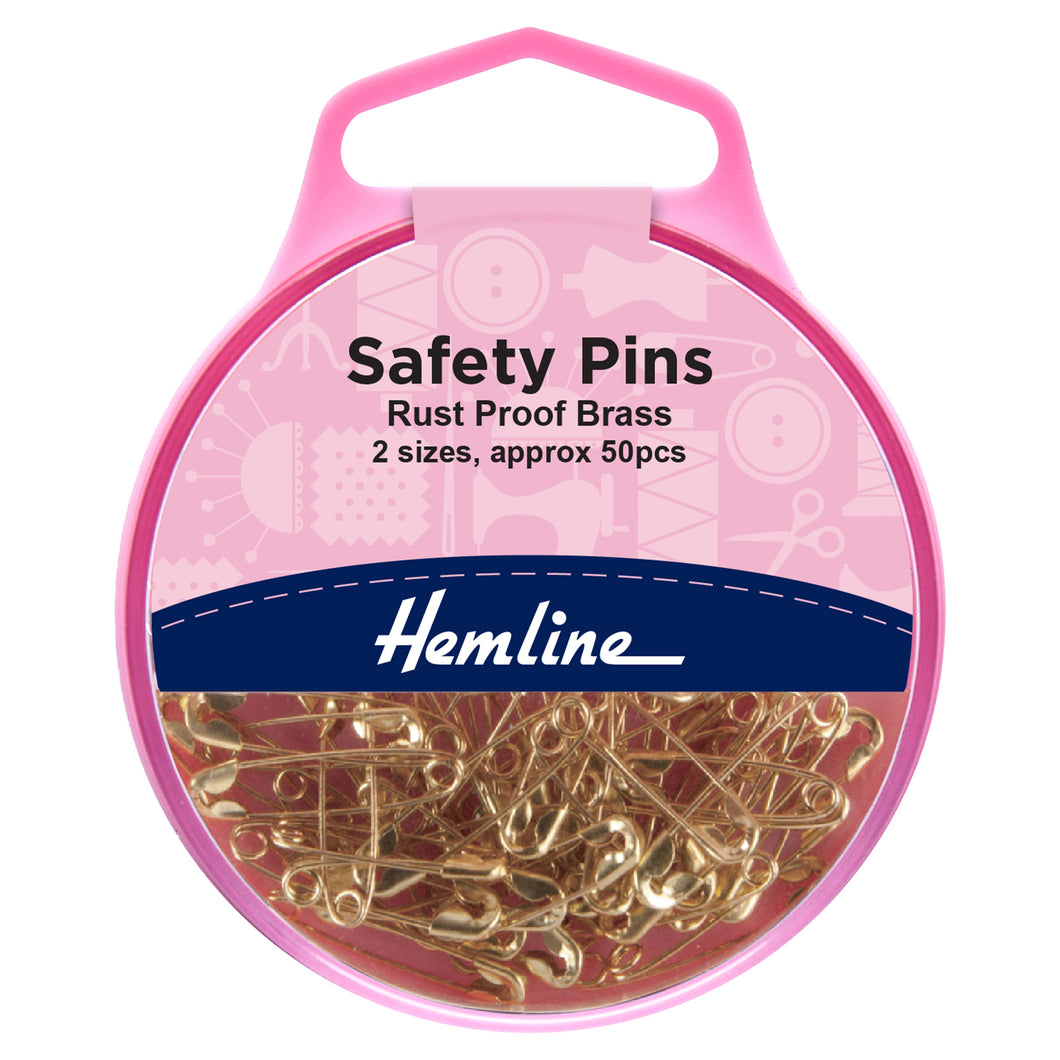 hemline small mini safety pins brass 19mm 23mm fabric shack malmesbury H419_99