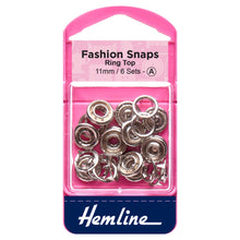 hemline snap fasteners fashion ring top 11mm silver fabricshack malmesbury H445_SIL