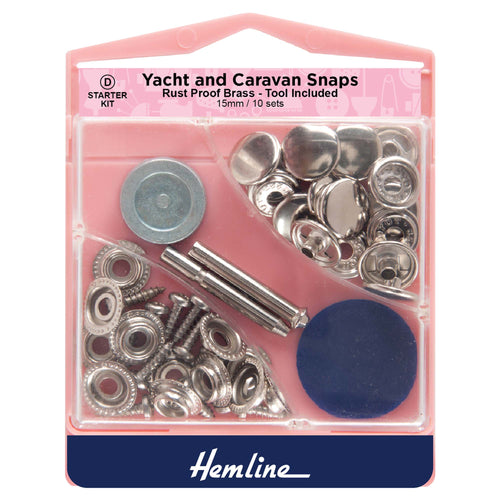 hemline snap fasteners yacht caravan starter set nickel silver fabric shack malmesbury H409_NK