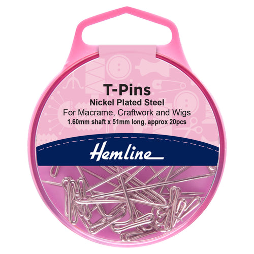 hemline t-pins t pins nickel plated steel pin macrame craft fabric shack malmesbury H709