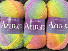 james c brett aurora double knit dk wool yarn 100g lakeside pastel pink blue purple AU11 rainbow knitting crochet knit