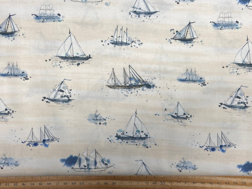 janet clare moda longshore long shore small boat cream cotton fabric shack malmesbury