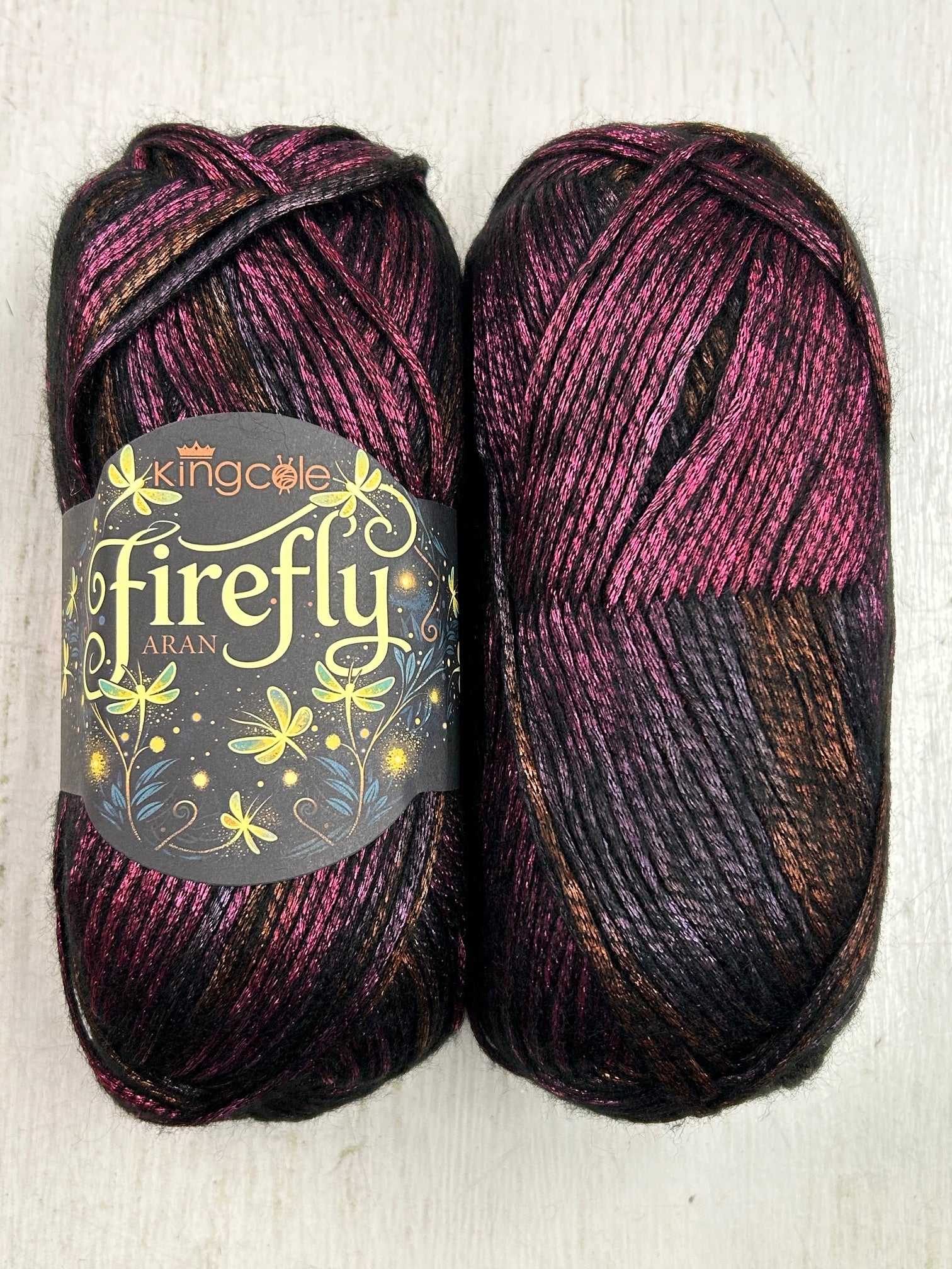 King Cole Firefly Aran Wool Yarn 100g Various Irridescent Metallic Col King Cole Firefly Aran Wool Yarn 100g Various Irridescent Metallic Col