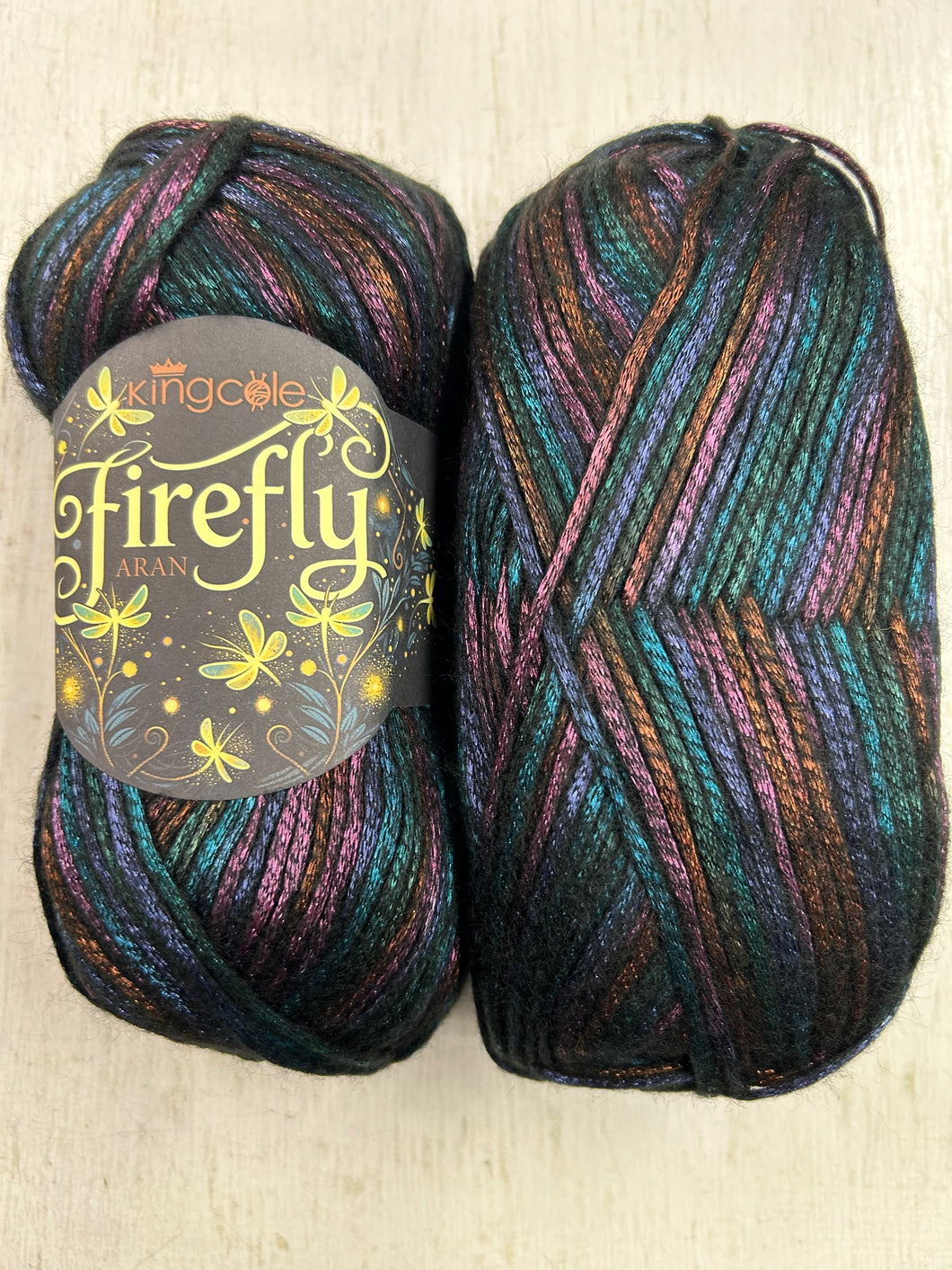 Fire Color Yarn King Cole Firefly Aran Wool/Yarn 100g Various Irridescent Metallic Col ...