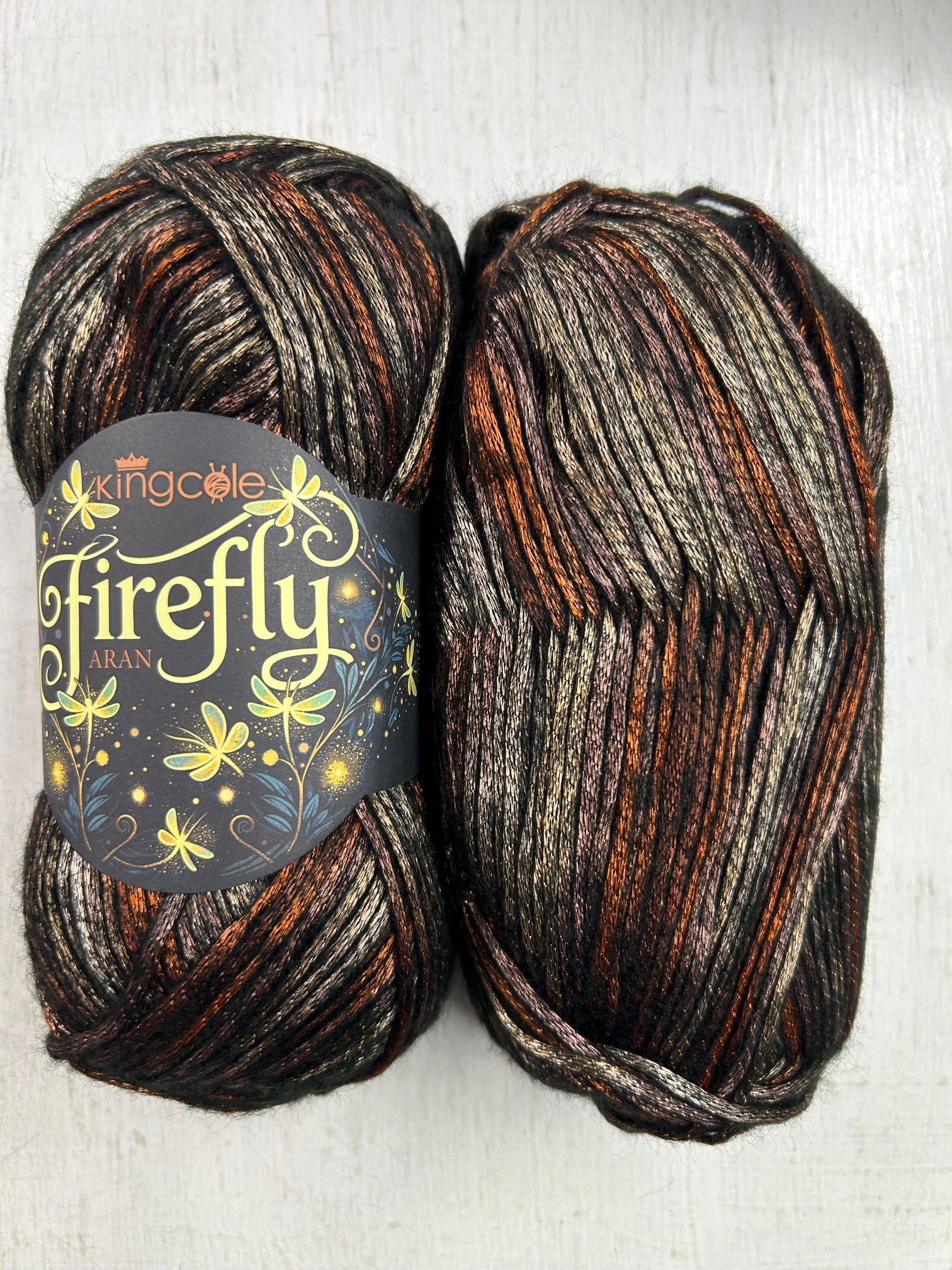 King Cole Firefly Aran Wool Yarn 100g Various Irridescent Metallic Col King Cole Firefly Aran Wool Yarn 100g Various Irridescent Metallic Col