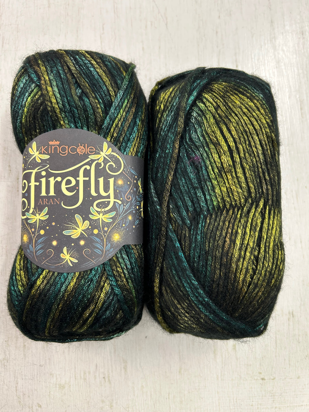 King Cole Firefly Aran Wool Yarn 100g Various Irridescent Metallic Col King Cole Firefly Aran Wool Yarn 100g Various Irridescent Metallic Col