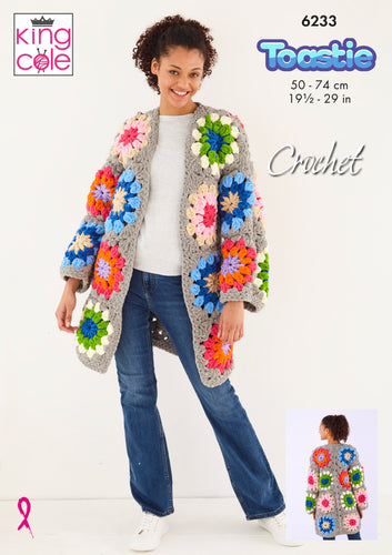 king cole ladies cardigan jacket granny square warm toastie super chunky 6233 fabric shack malmesbury