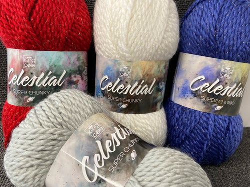 king cole celestial super chunky wool yarn star mercury blue grey white red 5623 knitting knit crochet fabric shack malmesbury