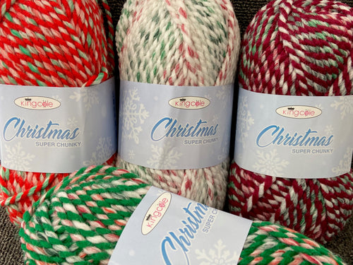 king cole christmas super chunky yarn wool 100g red green white stocking group fabric shack malmesbury