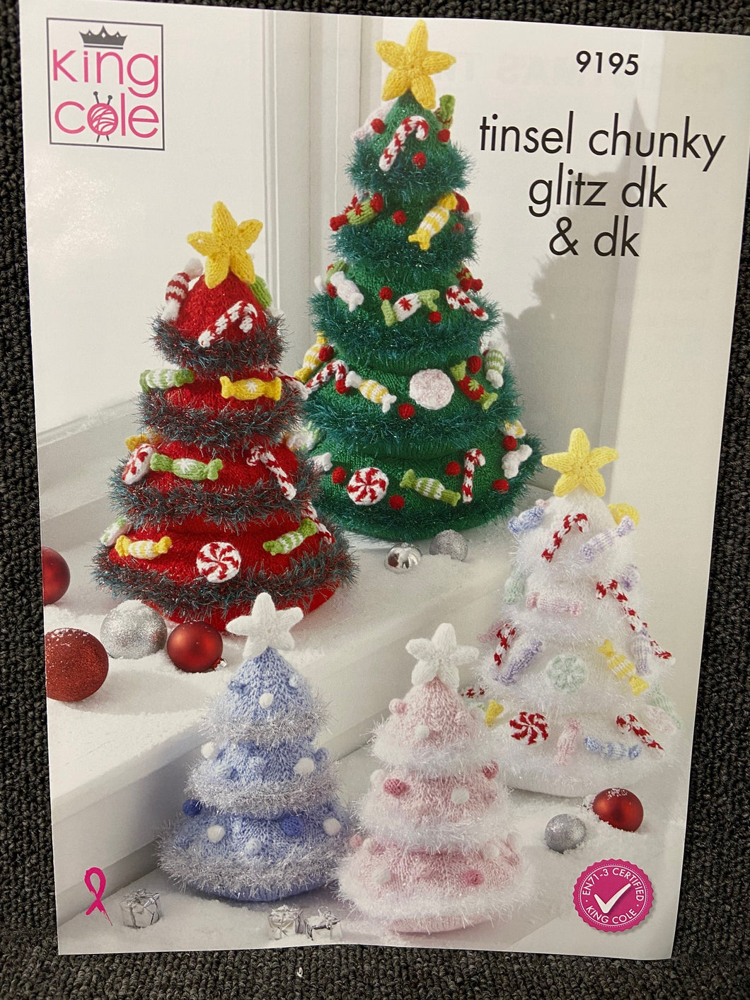 king cole christmas trees tinsel chunky glitz dk double knit knitting pattern fabric shack malmesbury 9195