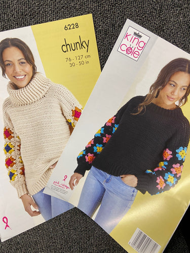 king cole crochet pattern Ladies Jumper Big Value Chunky 6228 yarn fabric shack malmesbury